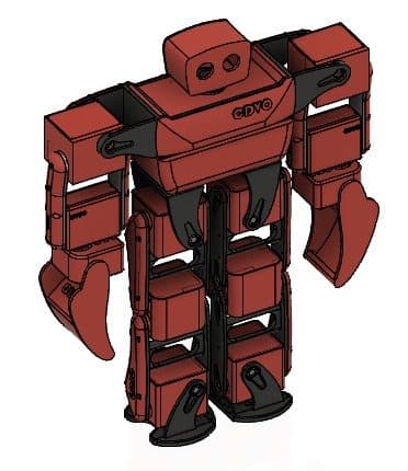 Modelo 3D del robot OmniFull en rojo y negro
